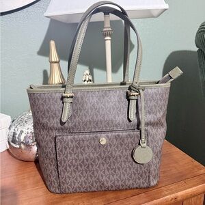Michael Kors Olive and Brown Tote Bag